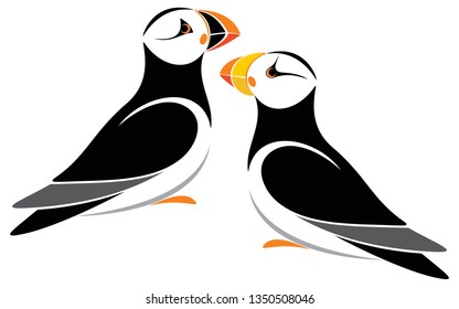 Atlantic puffin birds 