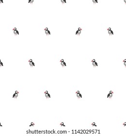 Atlantic puffin seamless pattern. Fabric background, apparel, linen, wrapping Stock vector