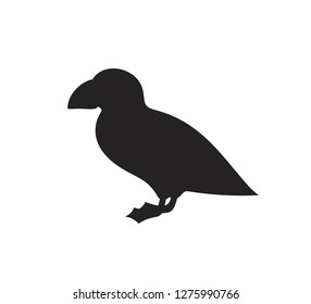 Atlantic puffin silhouette. Isolated Atlantic puffin on white background. Bird. EPS 10. Vector illustration svg