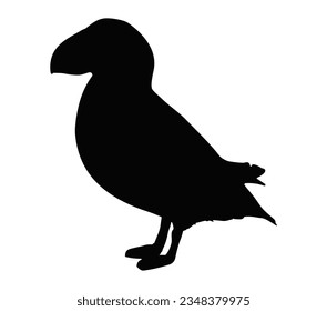 Atlantic puffin silhouette. Isolated Atlantic puffin on white background. svg