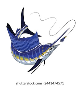 Atlantic Sailfish Chasing the Fishing Lure Illustration