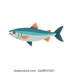 
Ilustração isolada do vetor plano de salmão-do-atlântico sobre fundo branco.