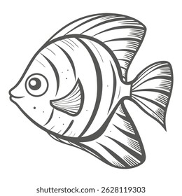 Atlantik Silverside Fish Line Art Illustration