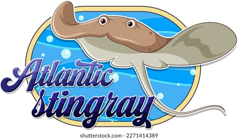 Atlantic stingray logo with carton character illustration