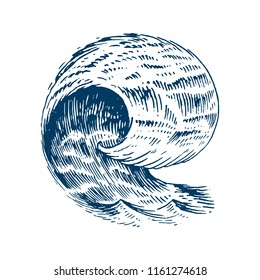 Atlantic tidal waves. Vintage old engraved hand drawn labels. Marine and nautical or sea, ocean background for banner or poster. set of Isolated vector illustration.