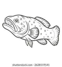 Atlantic Wolffish Line Art Illustration
