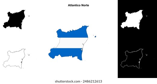 Atlantico Norte Abteilung Gliederung Karte Set