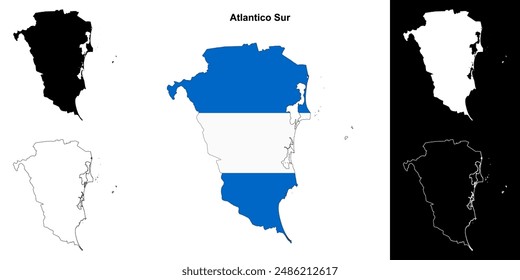 Atlantico Sur department outline map set