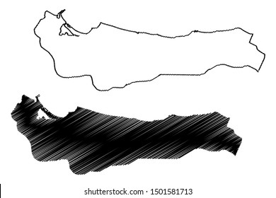 Atlantida Department (Republic of Honduras, Departments of Honduras) map vector illustration, scribble sketch Atlántida map