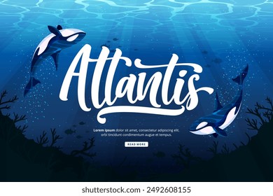 diseño de Plantilla de fondo con letras atlantis