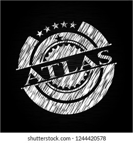 Atlas chalkboard emblem on black board