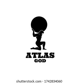 Atlas god lift globe black logo icon design illustration