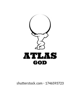 Atlas god lift globe black logo icon design illustration