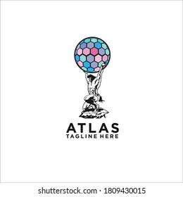 atlas logo design silhouette icon vector