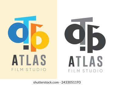 Atlas Logo Film Studio Juegos de marca Diseño de la empresa Forma del logotipo Vector Cine Logo 
