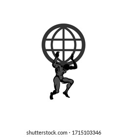 atlas logo, a strong man holding the earth, vector illustrations