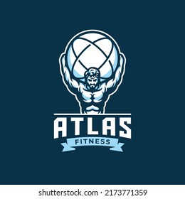 Atlas Mascot Muscle Man Gym Fitness Logo