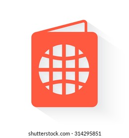 Atlas symbol in orange with drop shadow on white