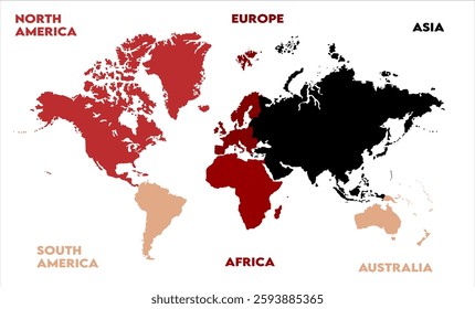 Atlas-03, modern world map graphic, Countries Silhouettes Stock Illustrations, Vectors