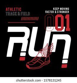 Atletic sport running typography, tee shirt graphics, vectors