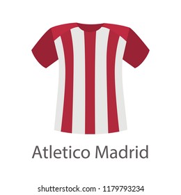 Atletico Madrid football team shirt color vector icon. Flat design