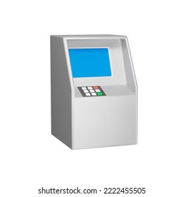 ATM 3d icon. A device for receiving and dispensing cash. Isolated object on transparent background