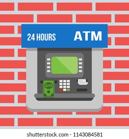 ATM - Automated teller machine 24 hours. vector illustration