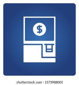 ATM, automated teller machine in blue background
