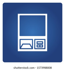 ATM, automated teller machine in blue background