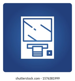 ATM, automated teller machine in blue background