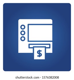 ATM, automated teller machine in blue background