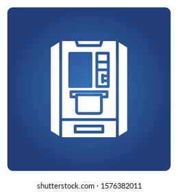 ATM, automated teller machine in blue background