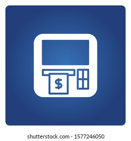 ATM, automated teller machine in blue background
