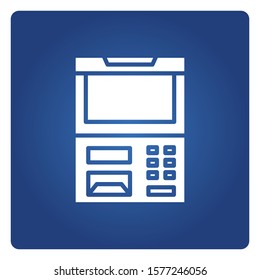 ATM, automated teller machine in blue background