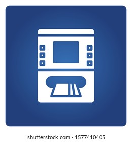 ATM, automated teller machine in blue background