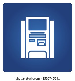 ATM, automated teller machine in blue background