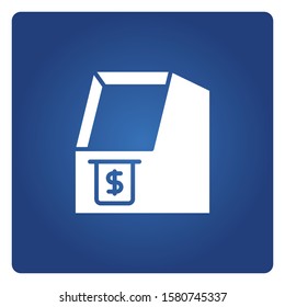 ATM, automated teller machine in blue background