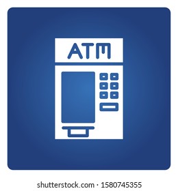 ATM, automated teller machine in blue background