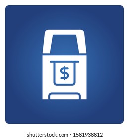 ATM, automated teller machine in blue background