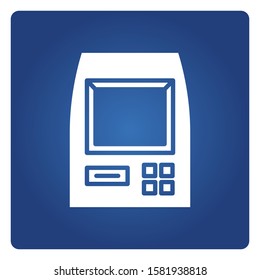 ATM, automated teller machine in blue background