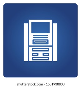 ATM, automated teller machine in blue background