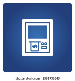 ATM, automated teller machine in blue background