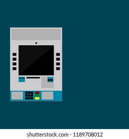 ATM; automated teller machine with copy space; financial technology concept. vector illustration.  