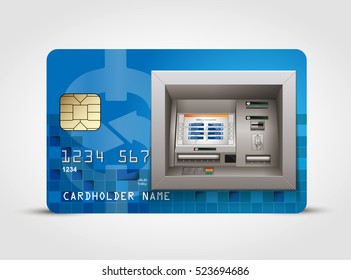 ATM - Automated teller machine as credit card - cash concept