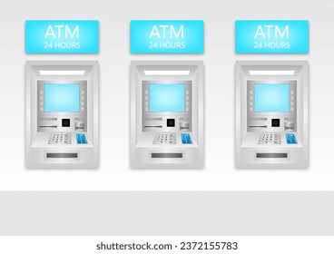 Geldautomat - Automated Teller Machine on Wall. Vektorgrafik. 