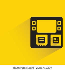 atm, automated teller machine with shadow on yellow background