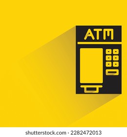 atm, automated teller machine with shadow on yellow background