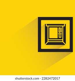 atm, automated teller machine with shadow on yellow background