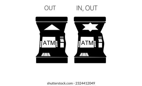 ATM , automated teller machine silhouette, high quality vector