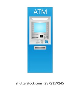 ATM- Automated Teller Machine. ATM Machine. Vector Illustration Isolated on White Background. 